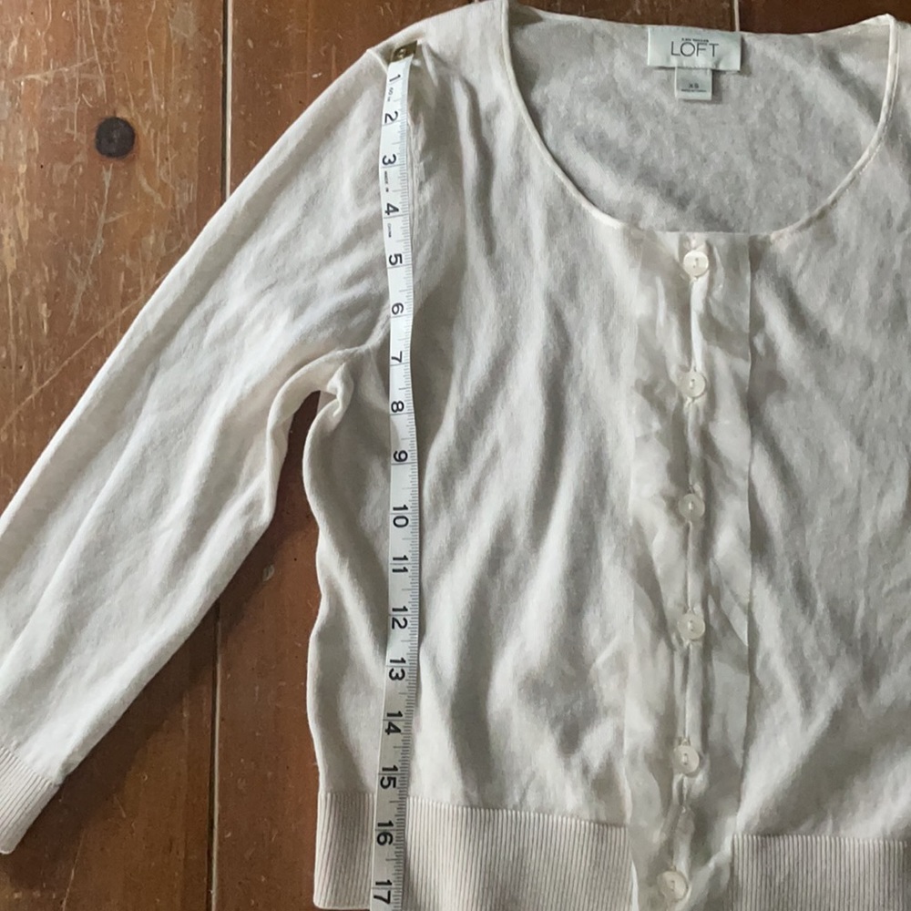 Loft cardigan with ribbon detail in cream color - Picture 4 of 6